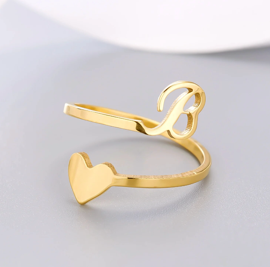 Heart Initial Ring